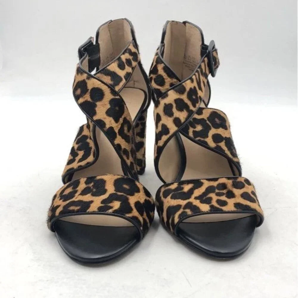 Franco Sarto Women's Cheetah Print Strappy Block Heels - Size 8.5M - Picture 2 of 8